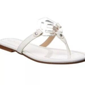 J. McLaughlin White Patent Leather Lucy Slip-On Thong Sandals Size 8 Flip Flops